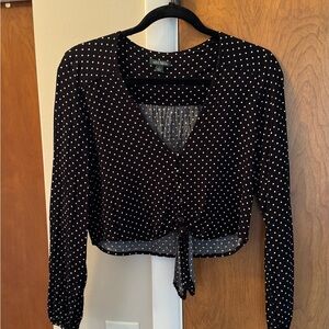Black Polka Dot Women's Top
